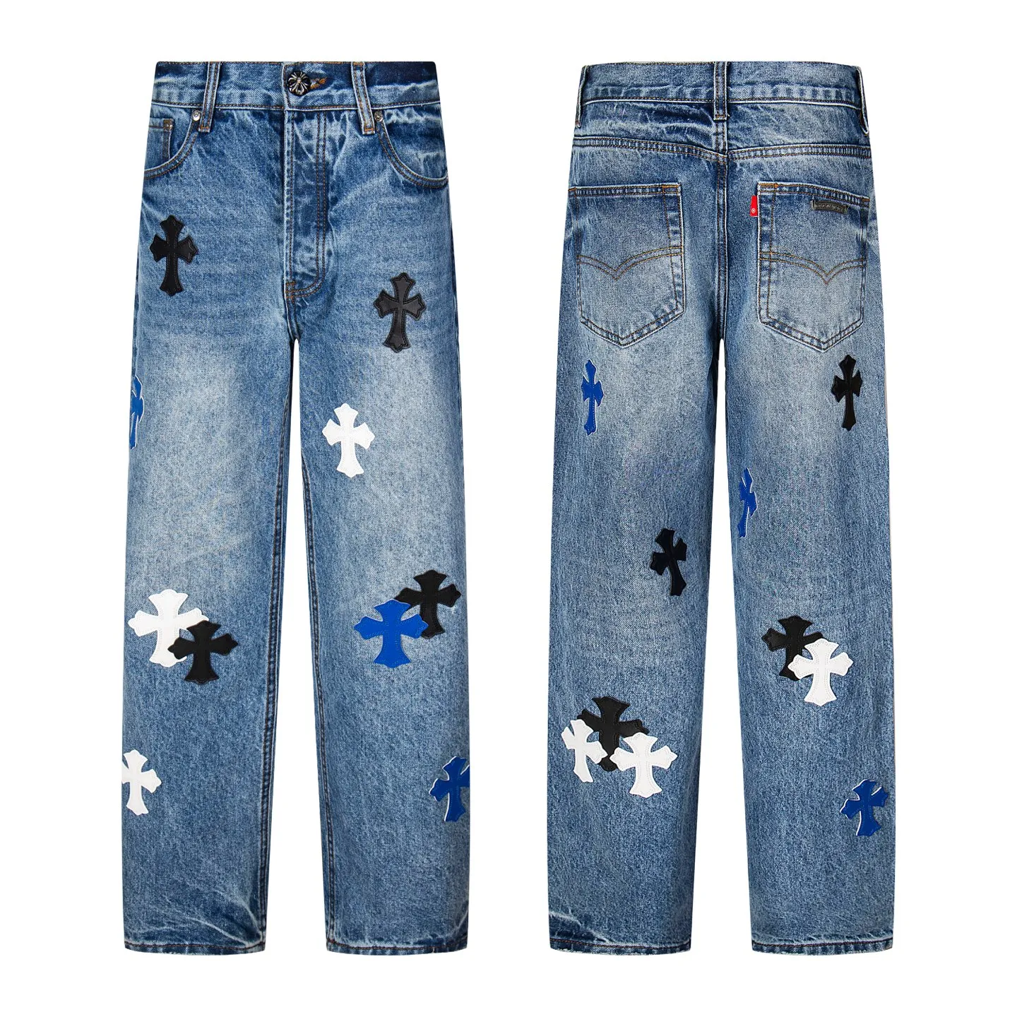 P260 Chrome Hearts Blue Pants Black White Blue Multi-Leather Jeans Top Version Chrome Hearts Jeans with Leather Jeans It is well known that chromehearts jeans use vintage Levis jeans as the base plate for creation. They usually add their own unique silver buckles and silver ornaments, plus leather embellishments. This is what doubles the value of these vintage jeans, because the base plate is Vintage jeans, jeans themselves have become very soft and comfortable after years of baptism, which can be distinguished from ordinary jeans. Regarding the size, you should also refer to the pants data. Style number: 1735# Size: 28 30 32 34 36